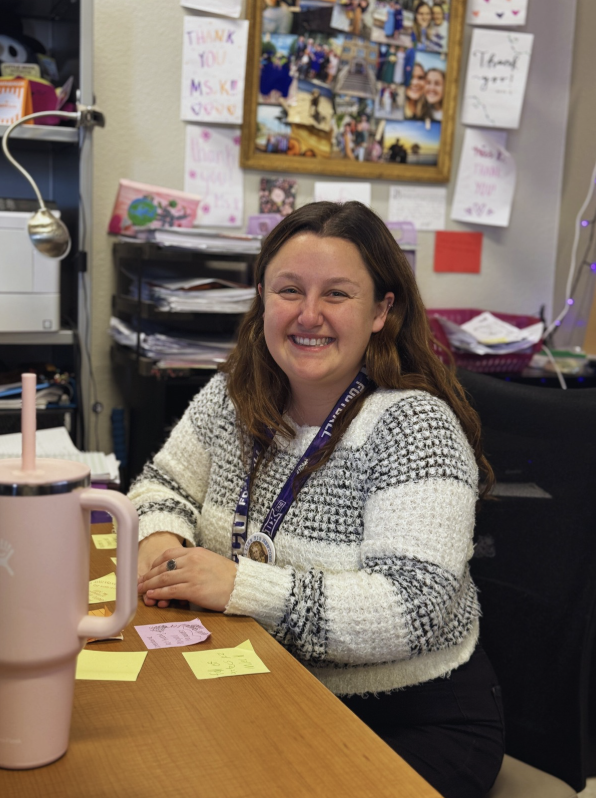 Ms. Kannanen, a new teacher at PHS, uses sticky notes to stay organized throughout her busy days at school. 